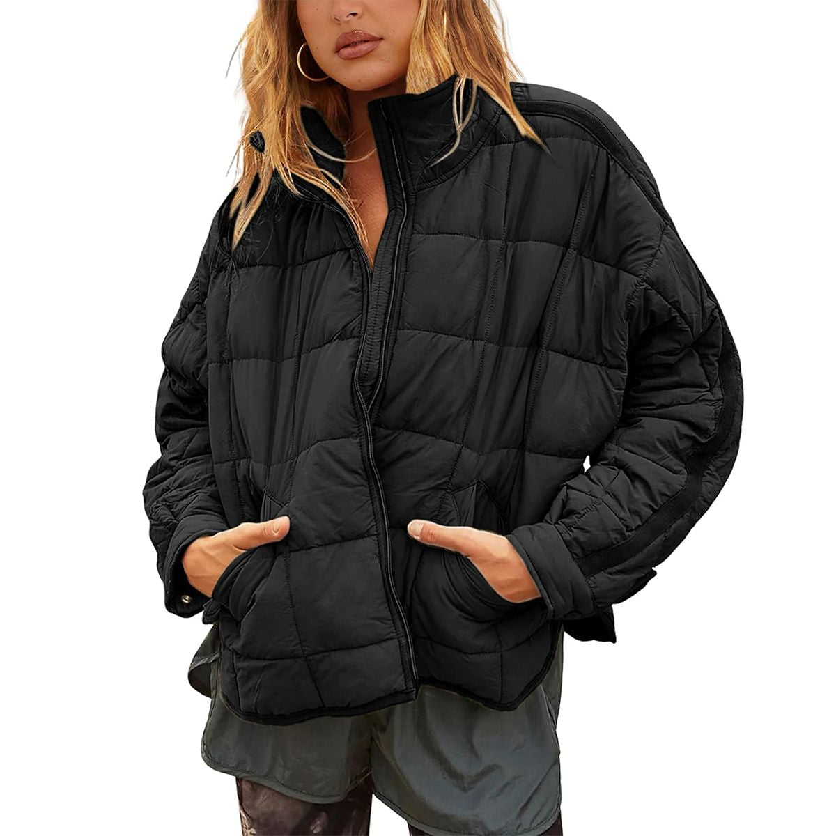 Tanming Women's Long-Sleeve Puffer Jacket with Pockets