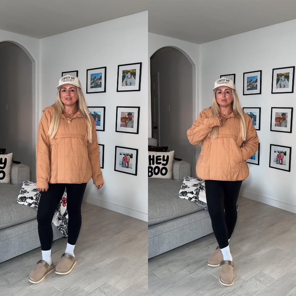 Women's Oversized Hooded Long-Sleeve Puffer Jacket fit and silhouette
