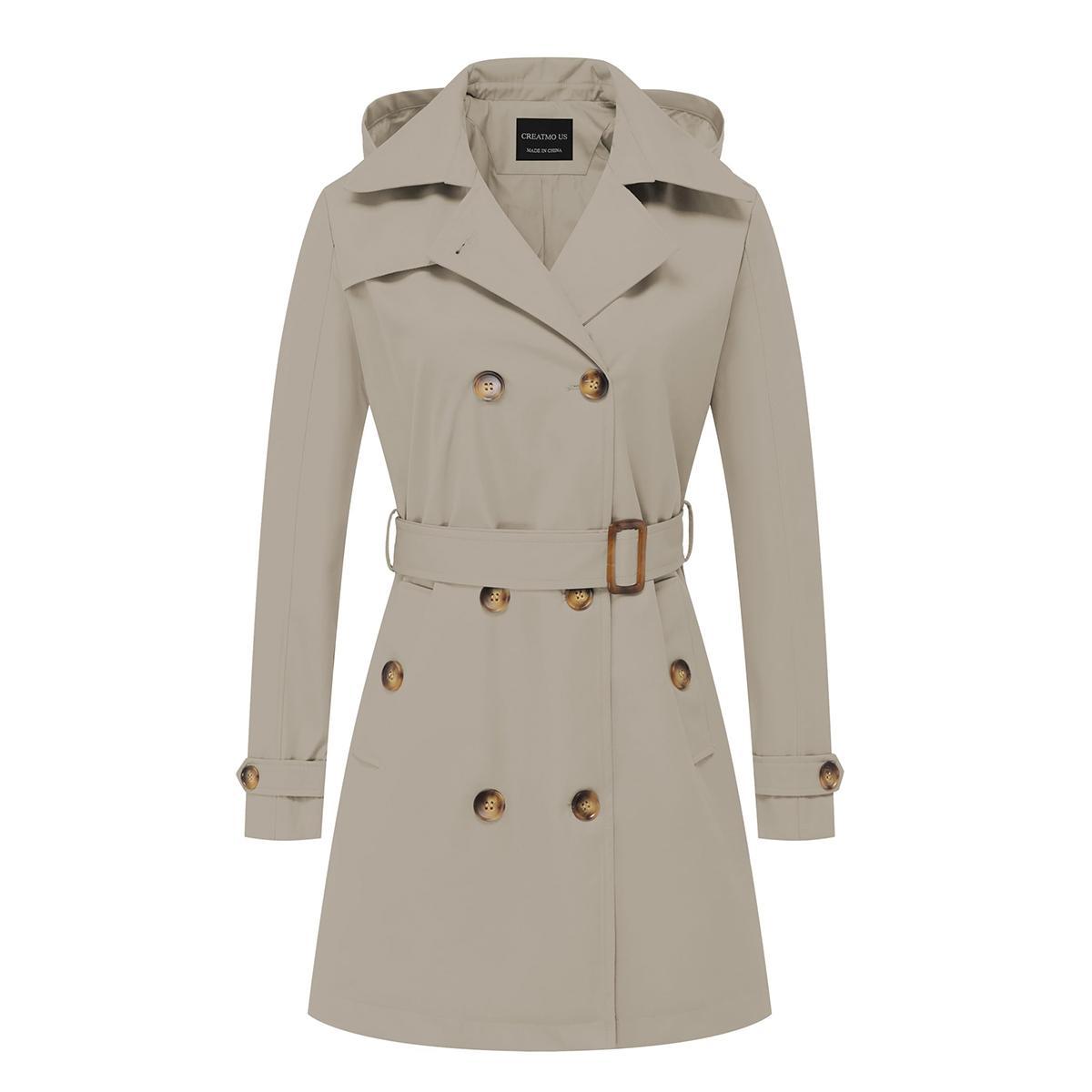 Tanming Women’s Belted Double-Breasted Trench Coat