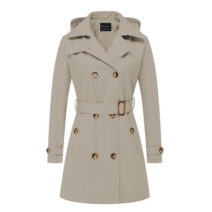 Tanming Women’s Belted Double-Breasted Trench Coat