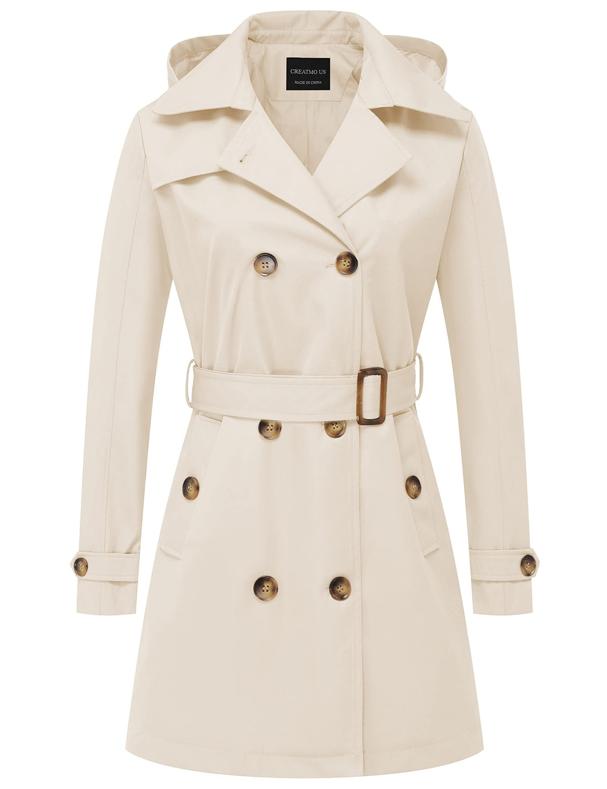 Tanming Women’s Belted Double-Breasted Trench Coat