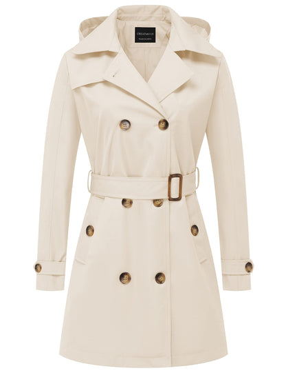 Tanming Women’s Belted Double-Breasted Trench Coat