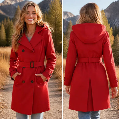 Tanming Women’s Belted Double-Breasted Trench Coat