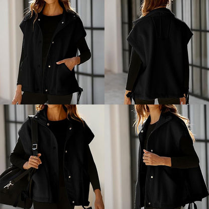 Women's Button-Down Sleeveless Fleece Vest with Pockets