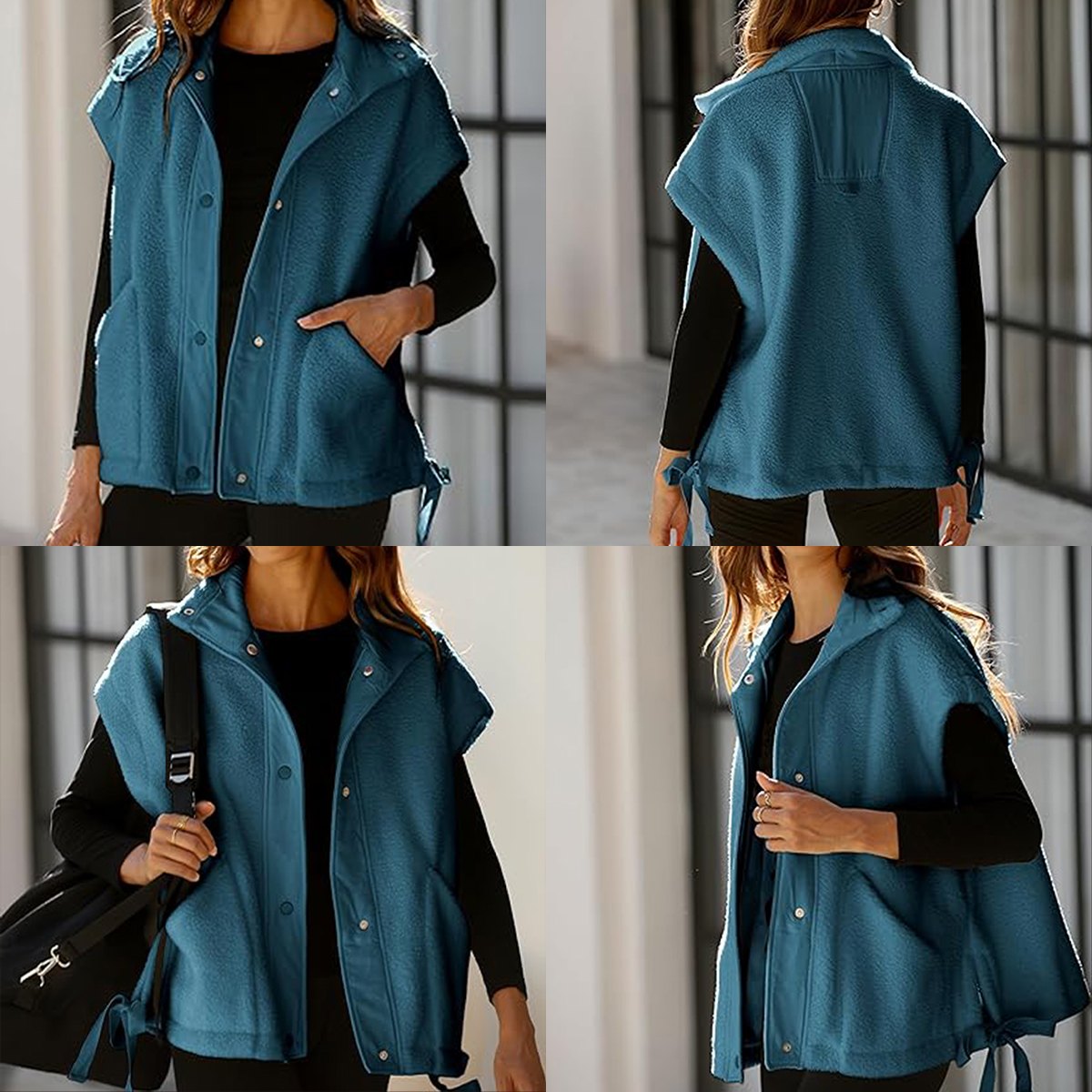 Women's Button-Down Sleeveless Fleece Vest with Pockets