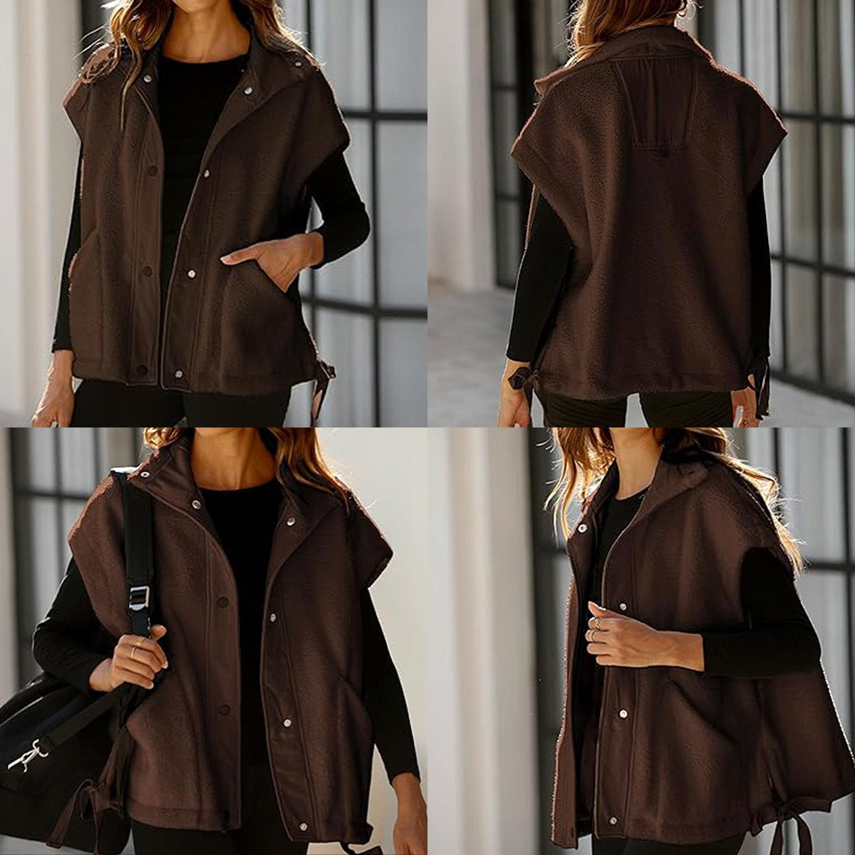 Women's Button-Down Sleeveless Fleece Vest with Pockets