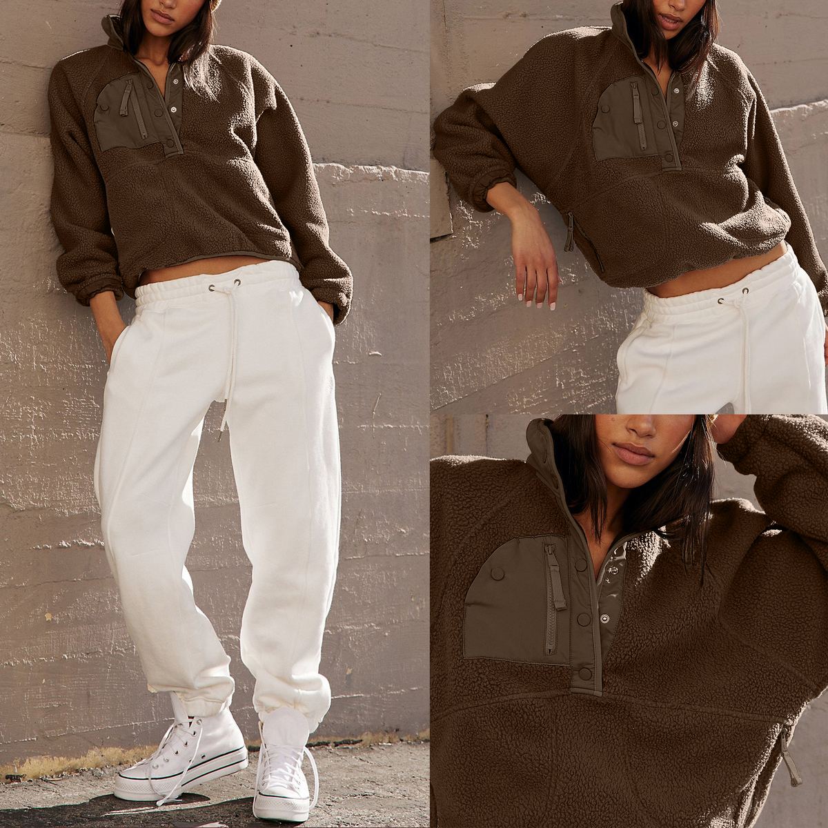 Women's Cropped Half-Snap Fleece Pullover