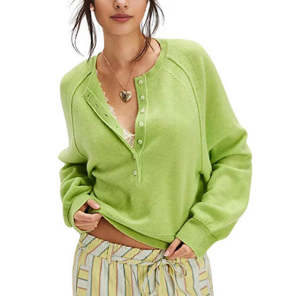 Tanming Women’s Long Sleeve Henley Knit Sweater