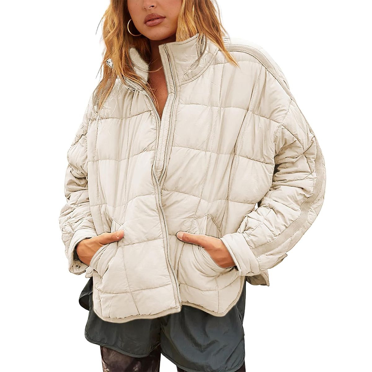 Tanming Women's Long-Sleeve Puffer Jacket with Pockets