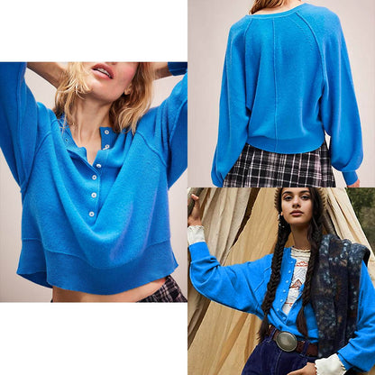 Tanming Women’s Long Sleeve Henley Knit Sweater