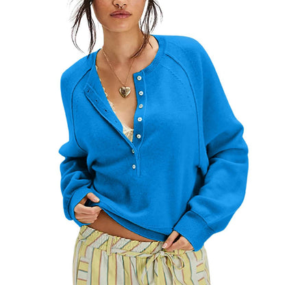 Tanming Women’s Long Sleeve Henley Knit Sweater