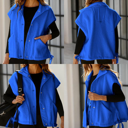 Women's Button-Down Sleeveless Fleece Vest with Pockets