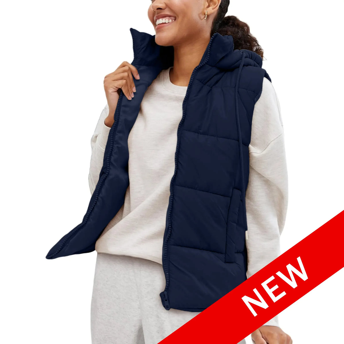 Women's Lightweight Quilted Puffer Vest with Detachable Hood
