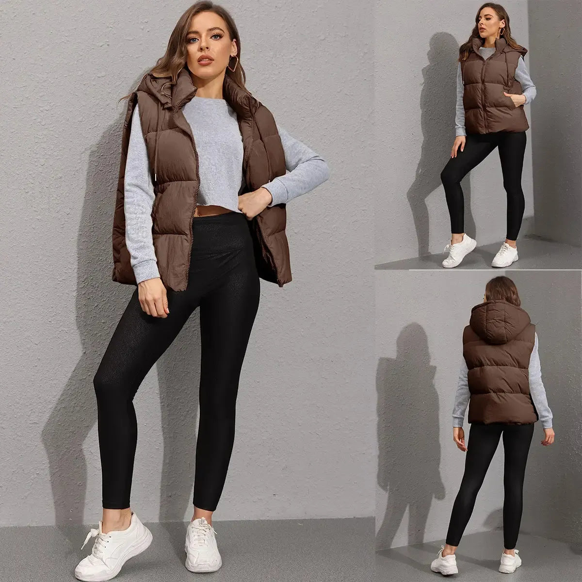 Women's Lightweight Quilted Puffer Vest with Detachable Hood