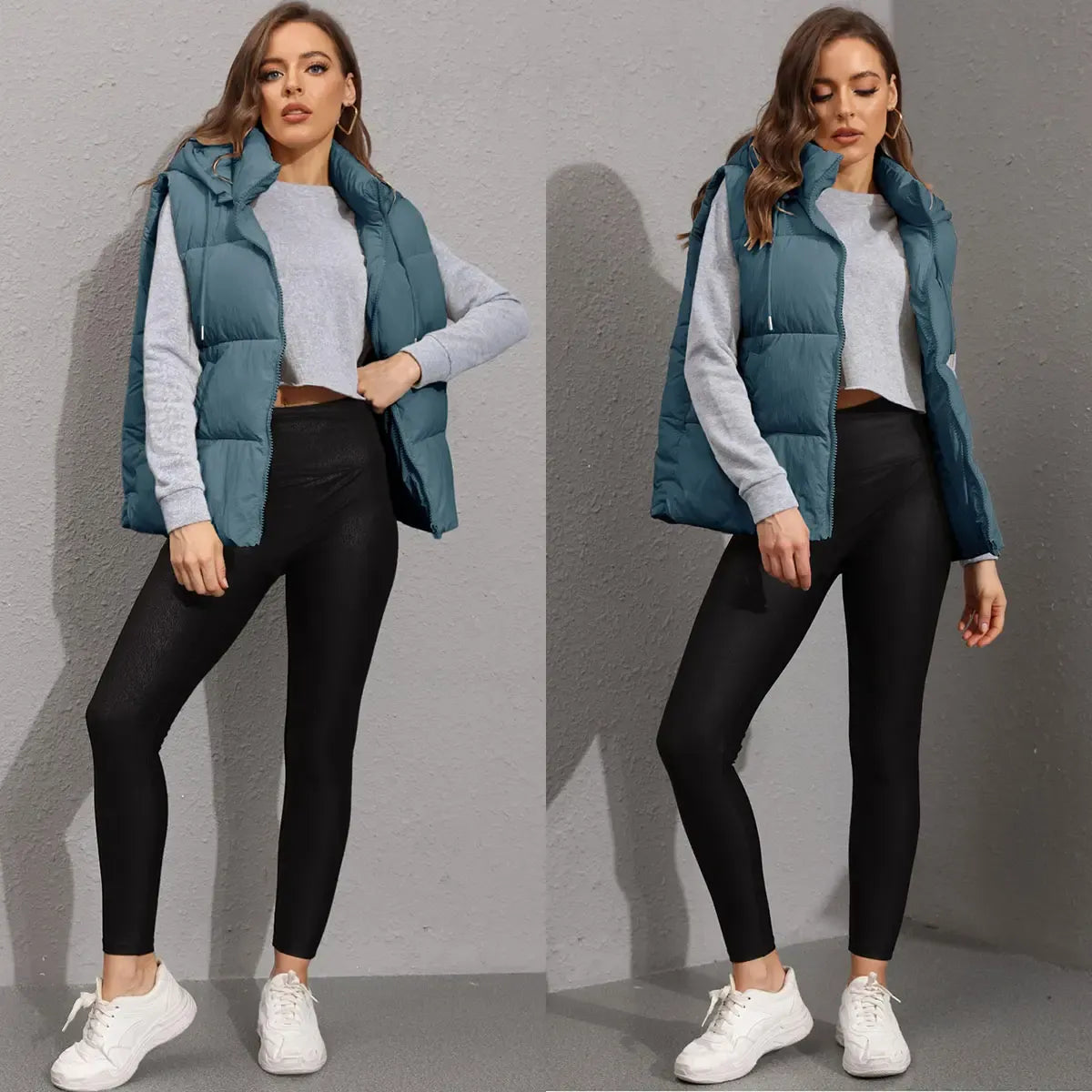 Women's Lightweight Quilted Puffer Vest with Detachable Hood