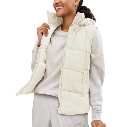 Women's Lightweight Quilted Puffer Vest with Detachable Hood