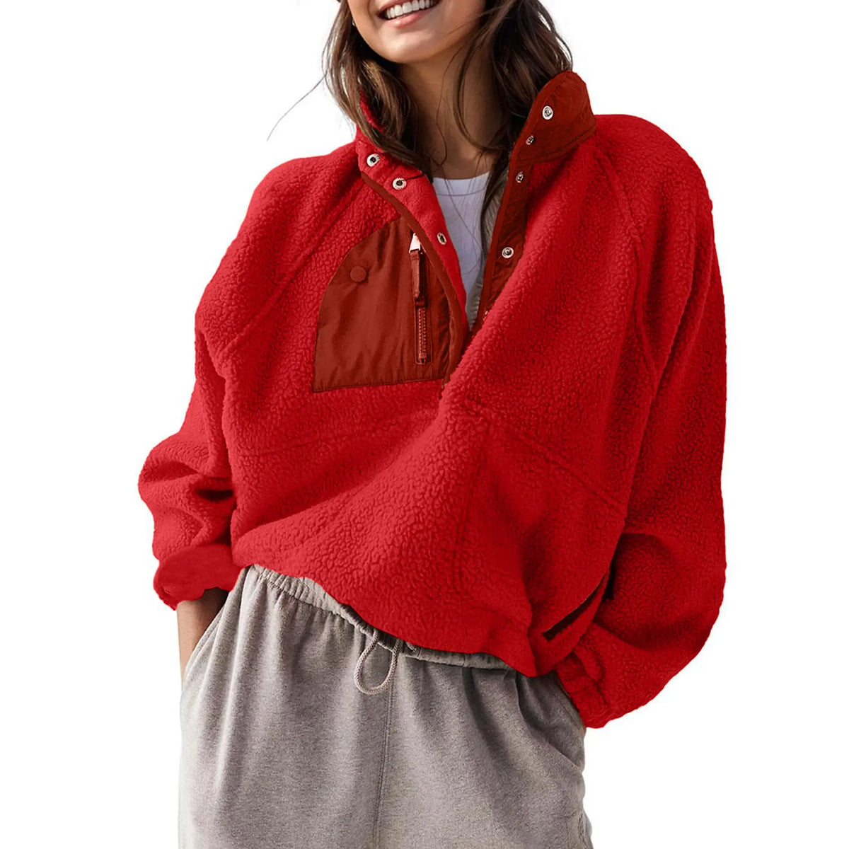Women's Cropped Half-Snap Fleece Pullover