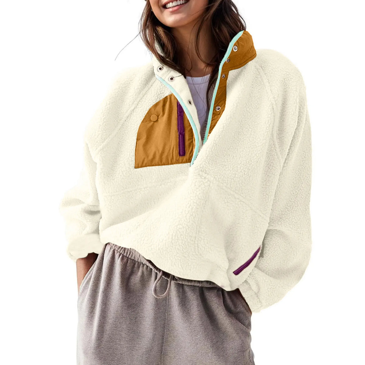 Women's Cropped Half-Snap Fleece Pullover
