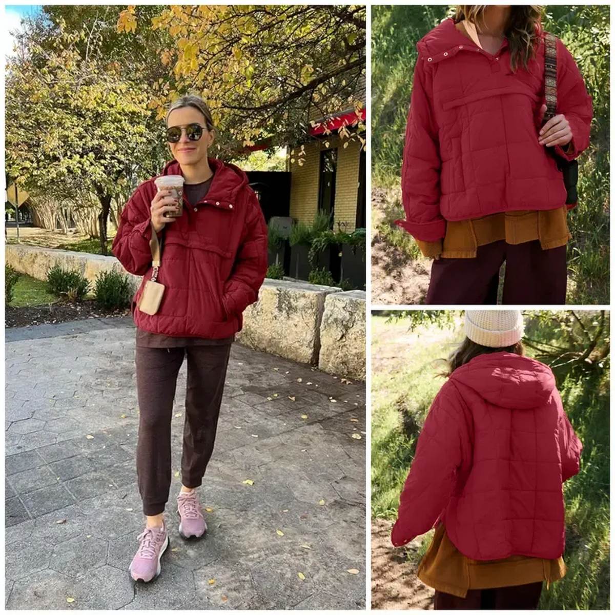 Women's Oversized Hooded Long-Sleeve Puffer Jacket