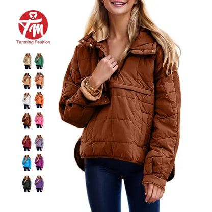 Women's Oversized Hooded Long-Sleeve Puffer Jacket