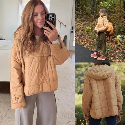 Women's Oversized Hooded Long-Sleeve Puffer Jacket