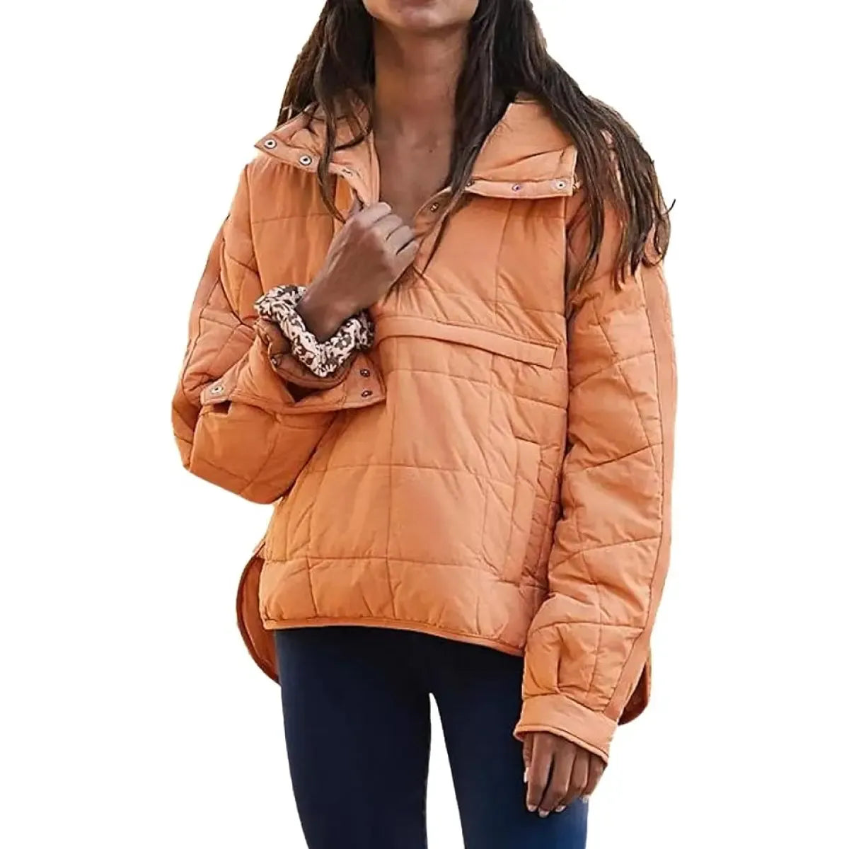 Women's Oversized Hooded Long-Sleeve Puffer Jacket