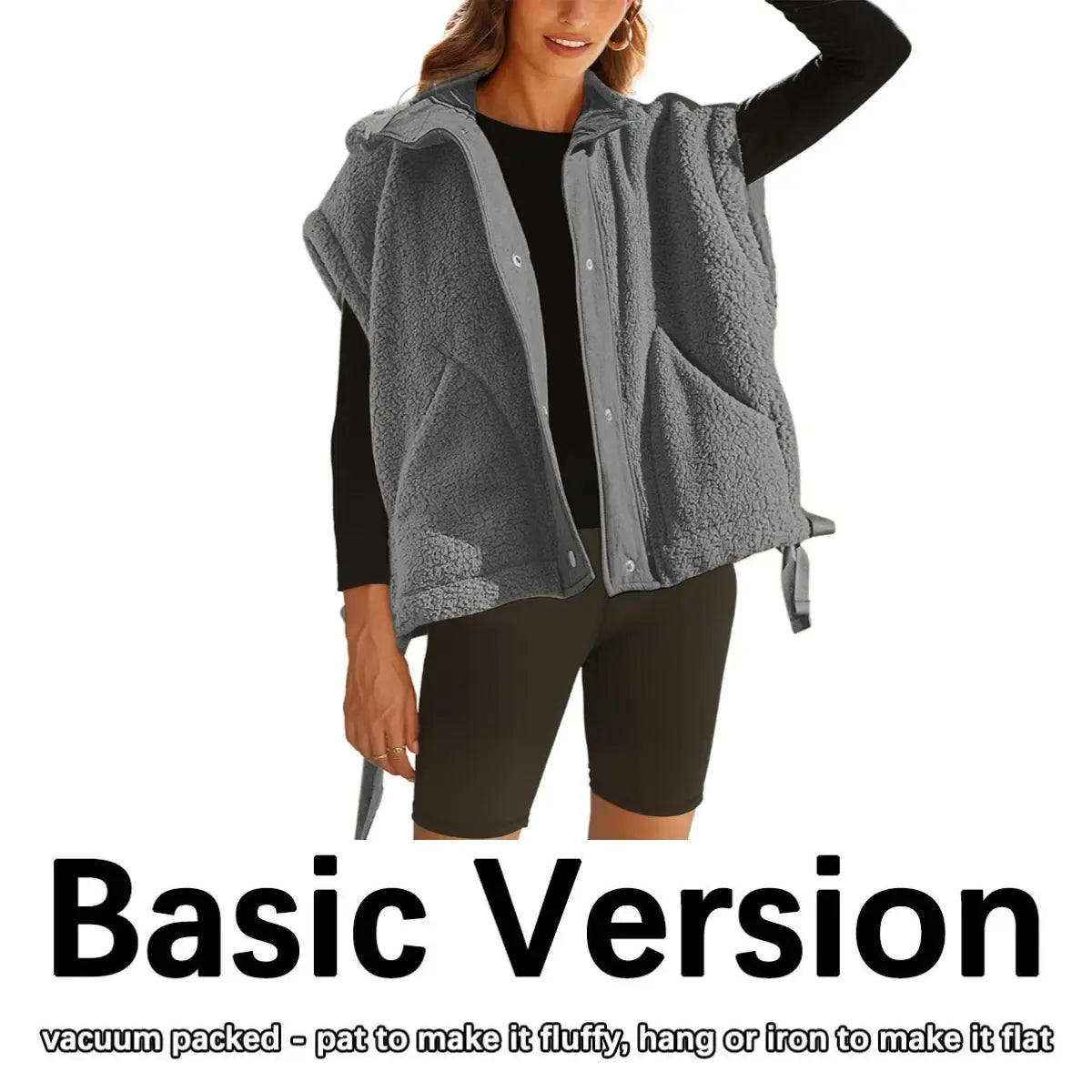 Women's Button-Down Sleeveless Fleece Vest with Pockets