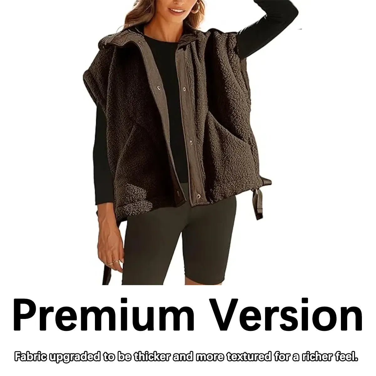 Women's Button-Down Sleeveless Fleece Vest with Pockets