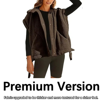 Women's Button-Down Sleeveless Fleece Vest with Pockets
