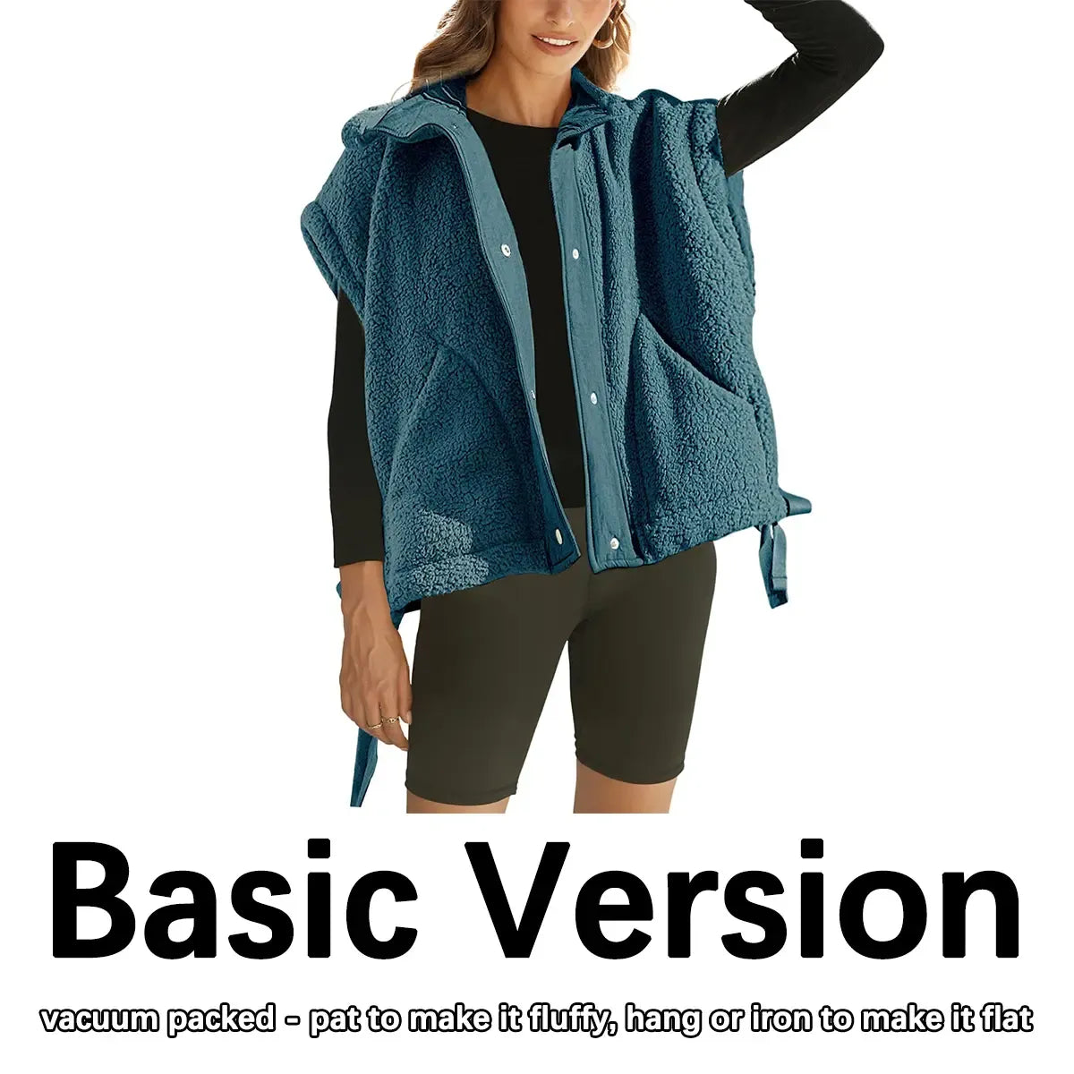Women's Button-Down Sleeveless Fleece Vest with Pockets
