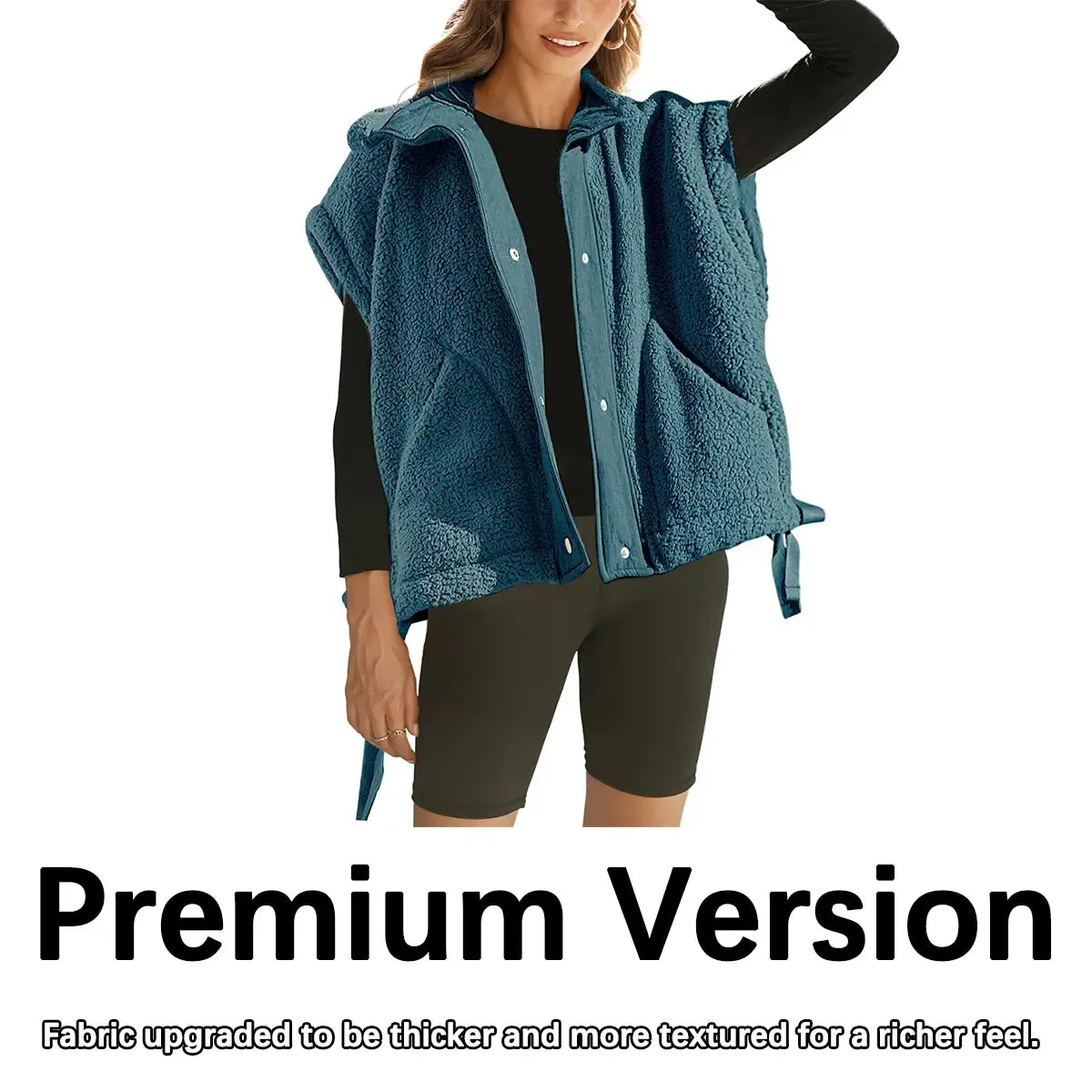 Women's Button-Down Sleeveless Fleece Vest with Pockets