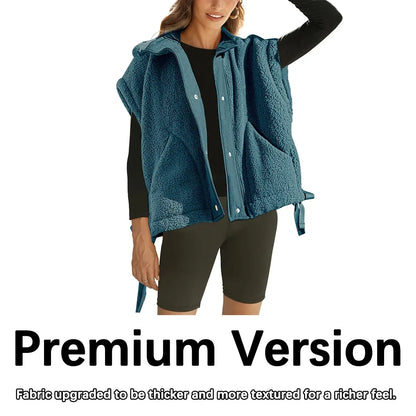 Women's Button-Down Sleeveless Fleece Vest with Pockets