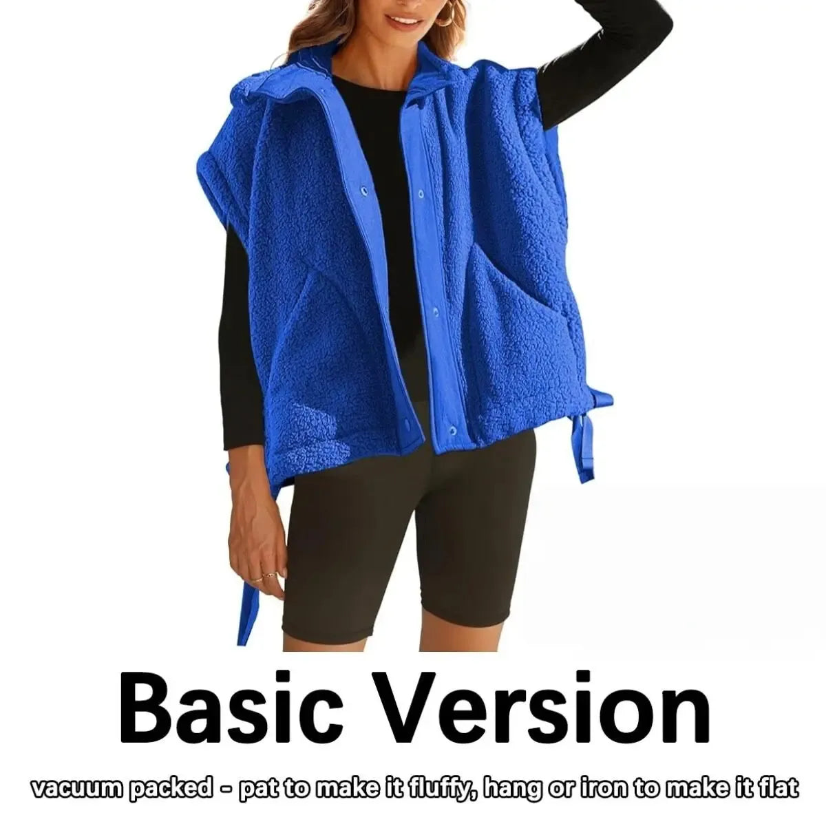 Women's Button-Down Sleeveless Fleece Vest with Pockets