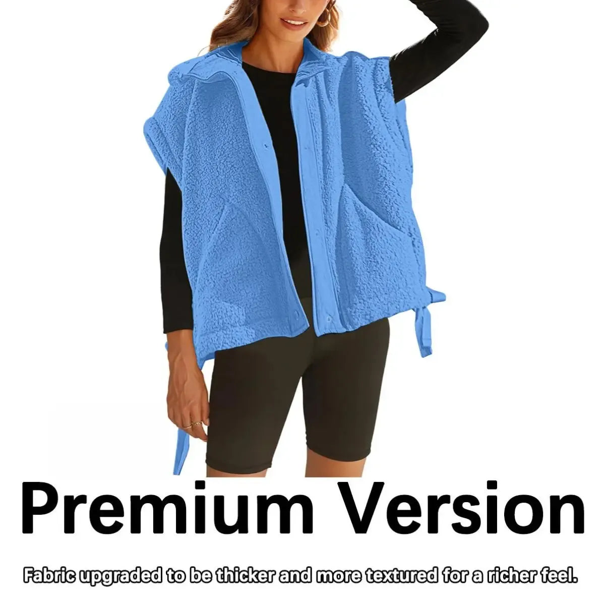 Women's Button-Down Sleeveless Fleece Vest with Pockets