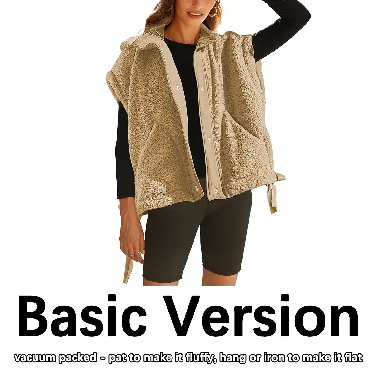 Women's Button-Down Sleeveless Fleece Vest with Pockets