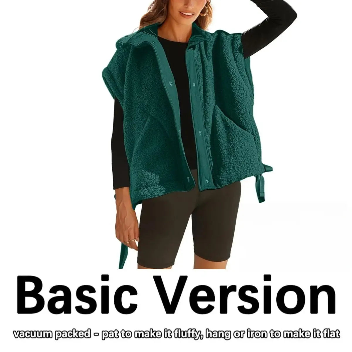 Women's Button-Down Sleeveless Fleece Vest with Pockets
