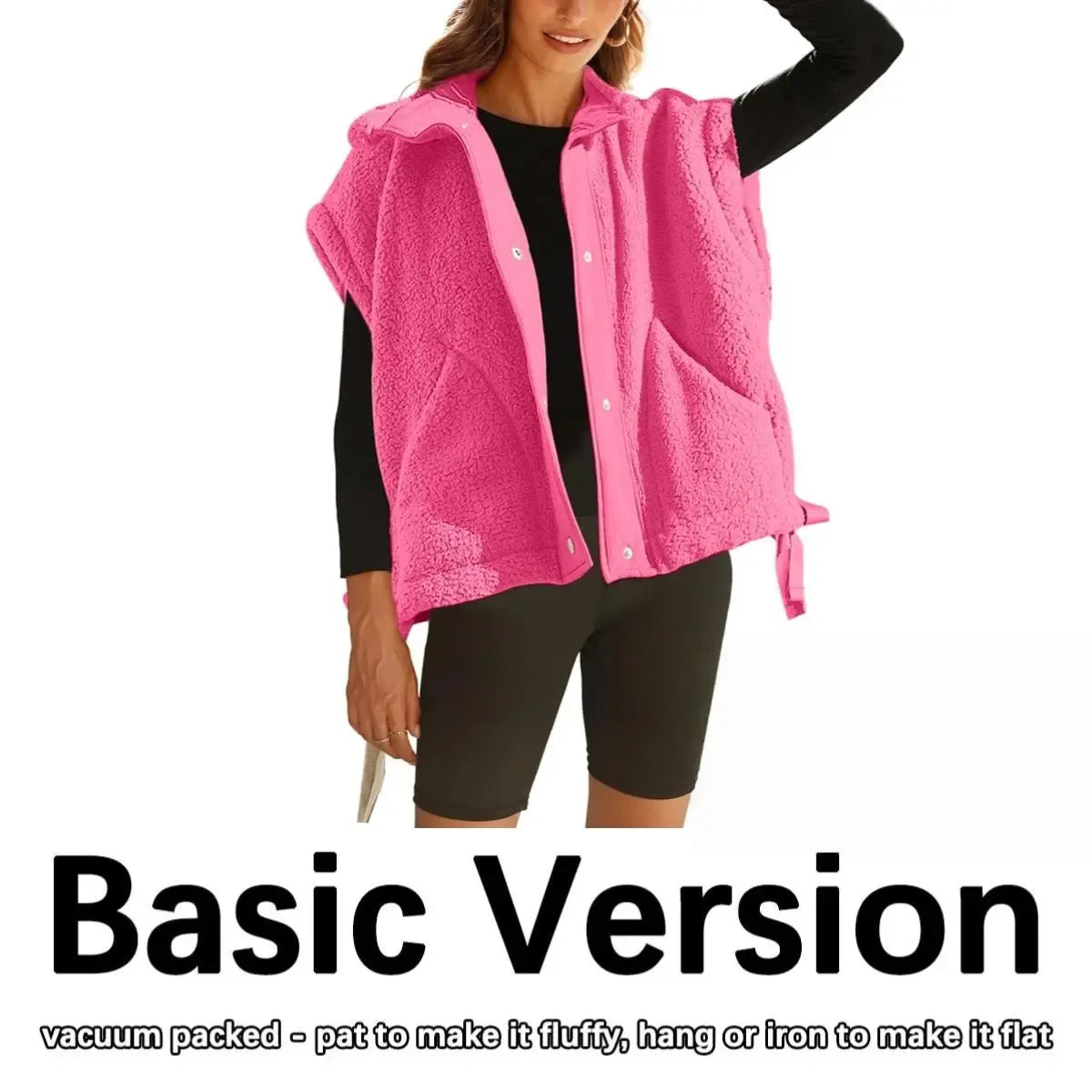 Women's Button-Down Sleeveless Fleece Vest with Pockets