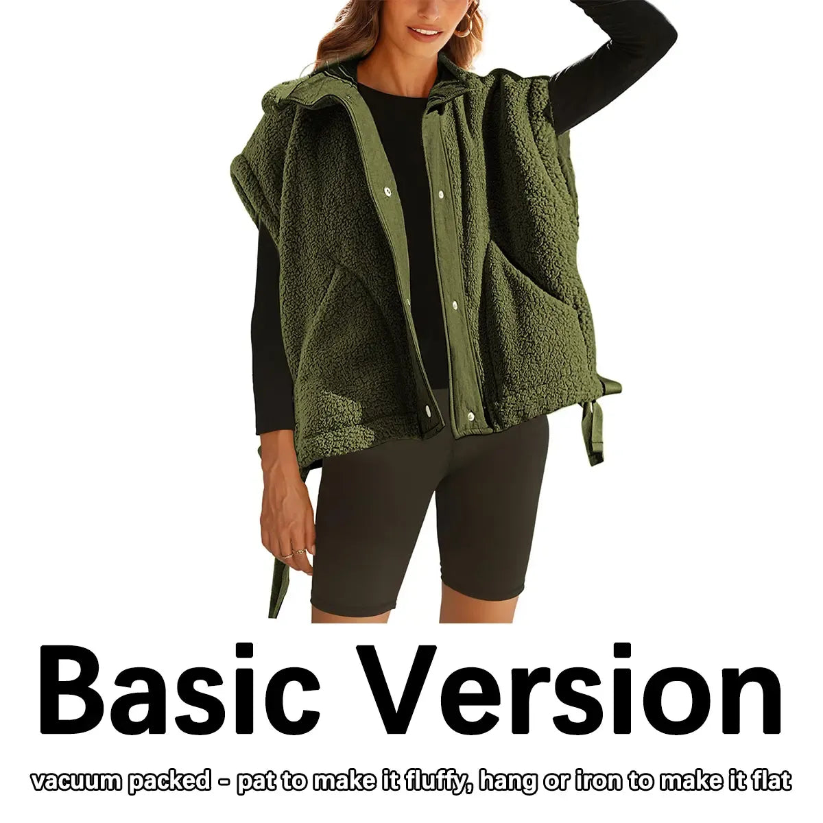 Women's Button-Down Sleeveless Fleece Vest with Pockets