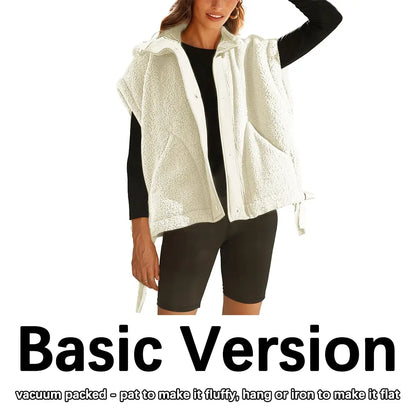 Women's Button-Down Sleeveless Fleece Vest with Pockets
