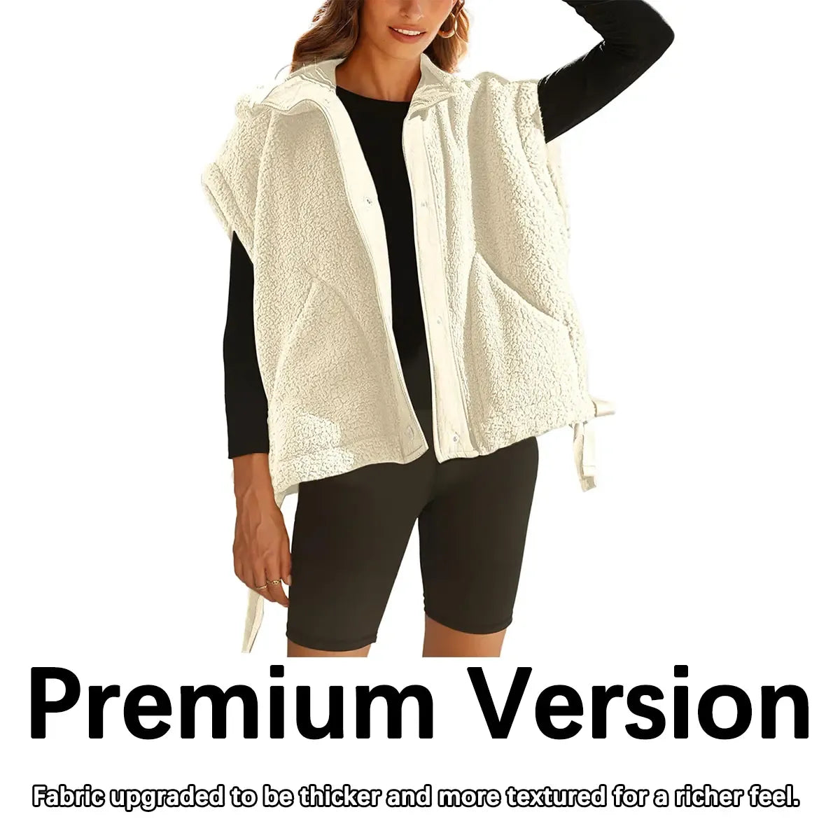 Women's Button-Down Sleeveless Fleece Vest with Pockets