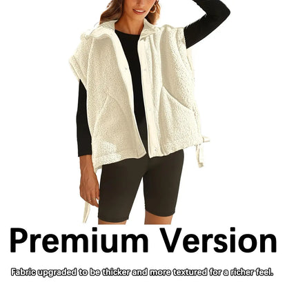 Women's Button-Down Sleeveless Fleece Vest with Pockets