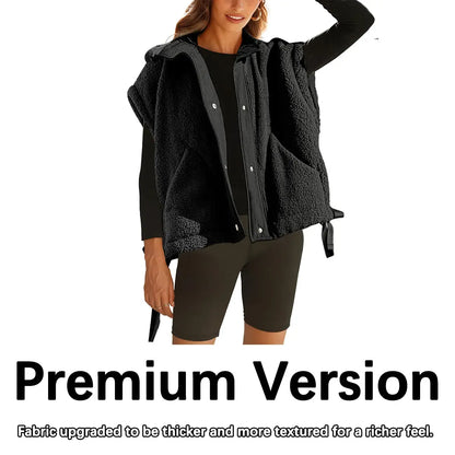 Women's Button-Down Sleeveless Fleece Vest with Pockets