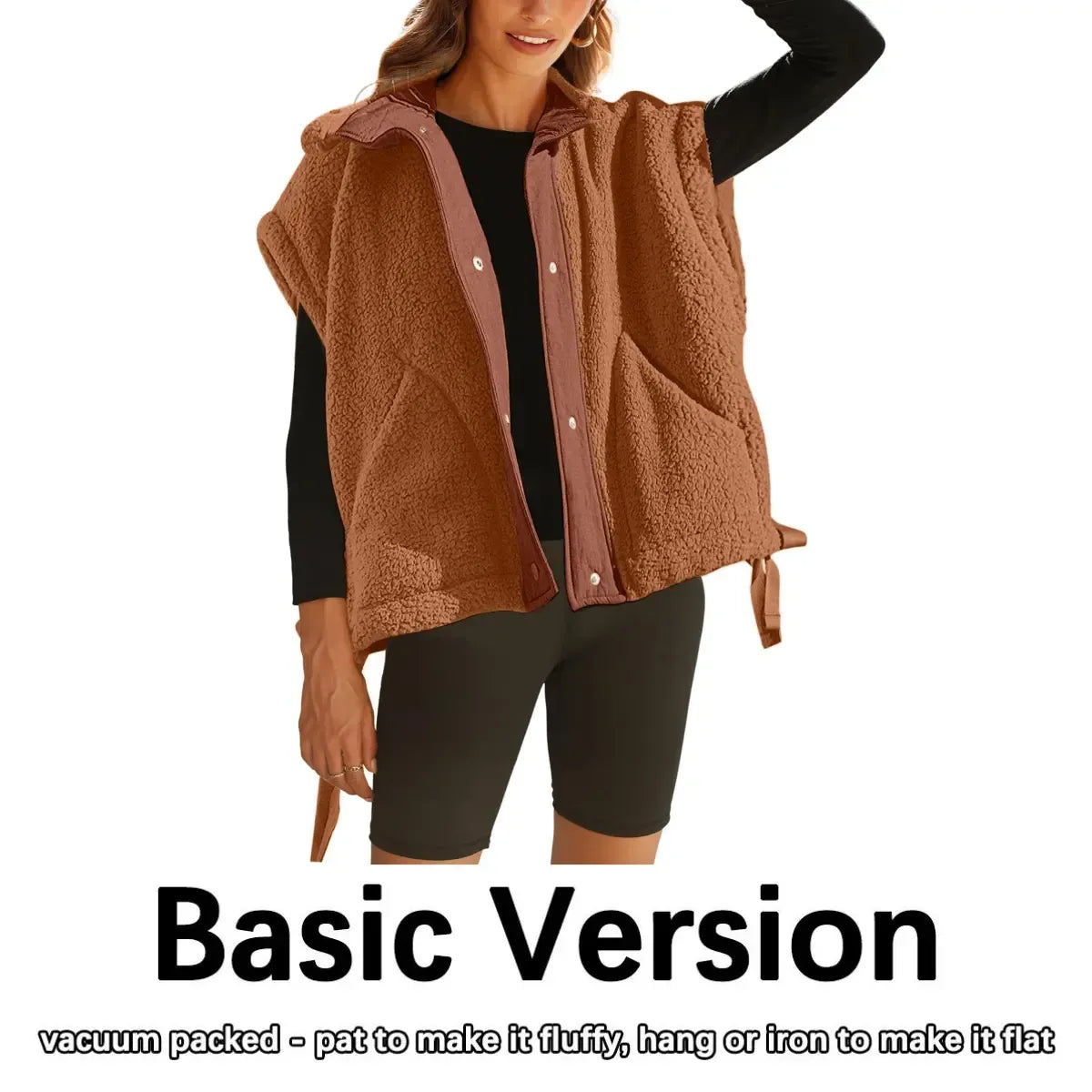 Women's Button-Down Sleeveless Fleece Vest with Pockets