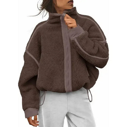 Women's Fleece Zip-Up Sherpa Blend Jacket with Pockets