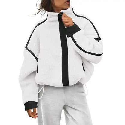 Women's Fleece Zip-Up Sherpa Blend Jacket with Pockets