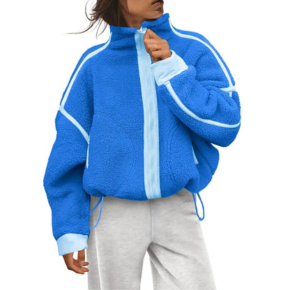 Women's Fleece Zip-Up Sherpa Blend Jacket with Pockets