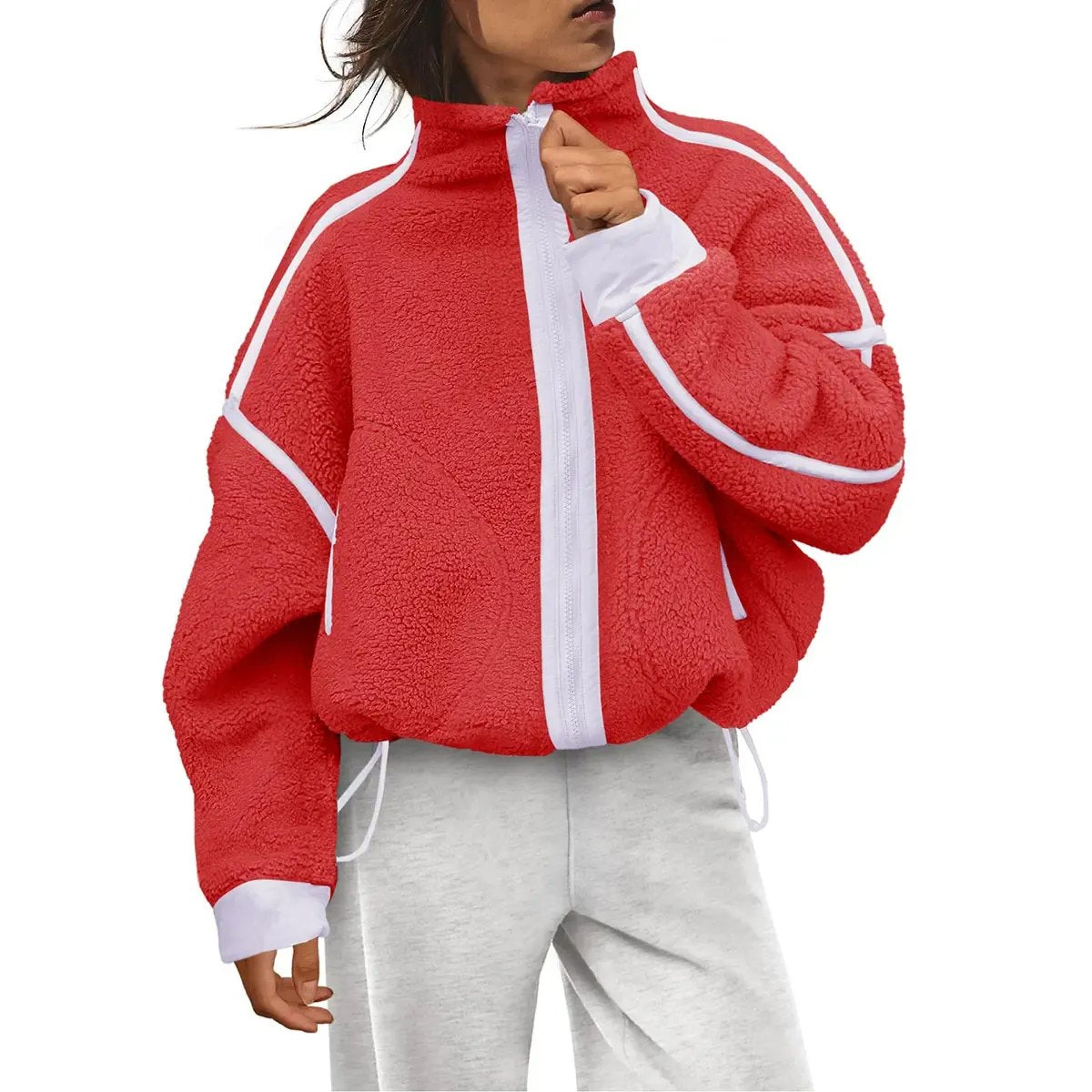 Women's Fleece Zip-Up Sherpa Blend Jacket with Pockets