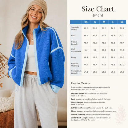 Women's Fleece Zip-Up Sherpa Blend Jacket with Pockets