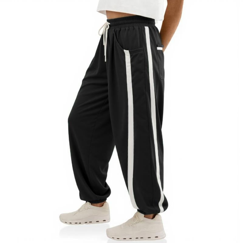 Tanming Women’s Side Stripe Baggy Jogger Sweatpants with Drawstring Waist