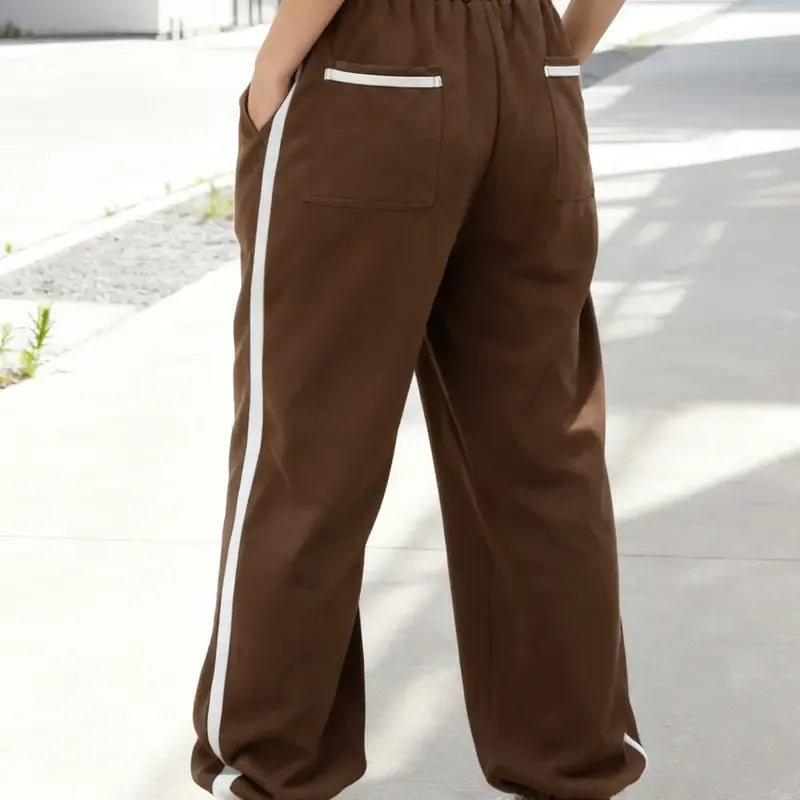 Tanming Women’s Side Stripe Baggy Jogger Sweatpants with Drawstring Waist